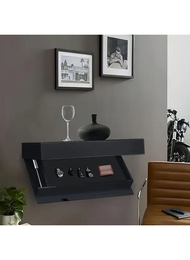 Black Wall Mounted Jewelry Storage Box Set With Secret Space For Watches Wallets - Image 2